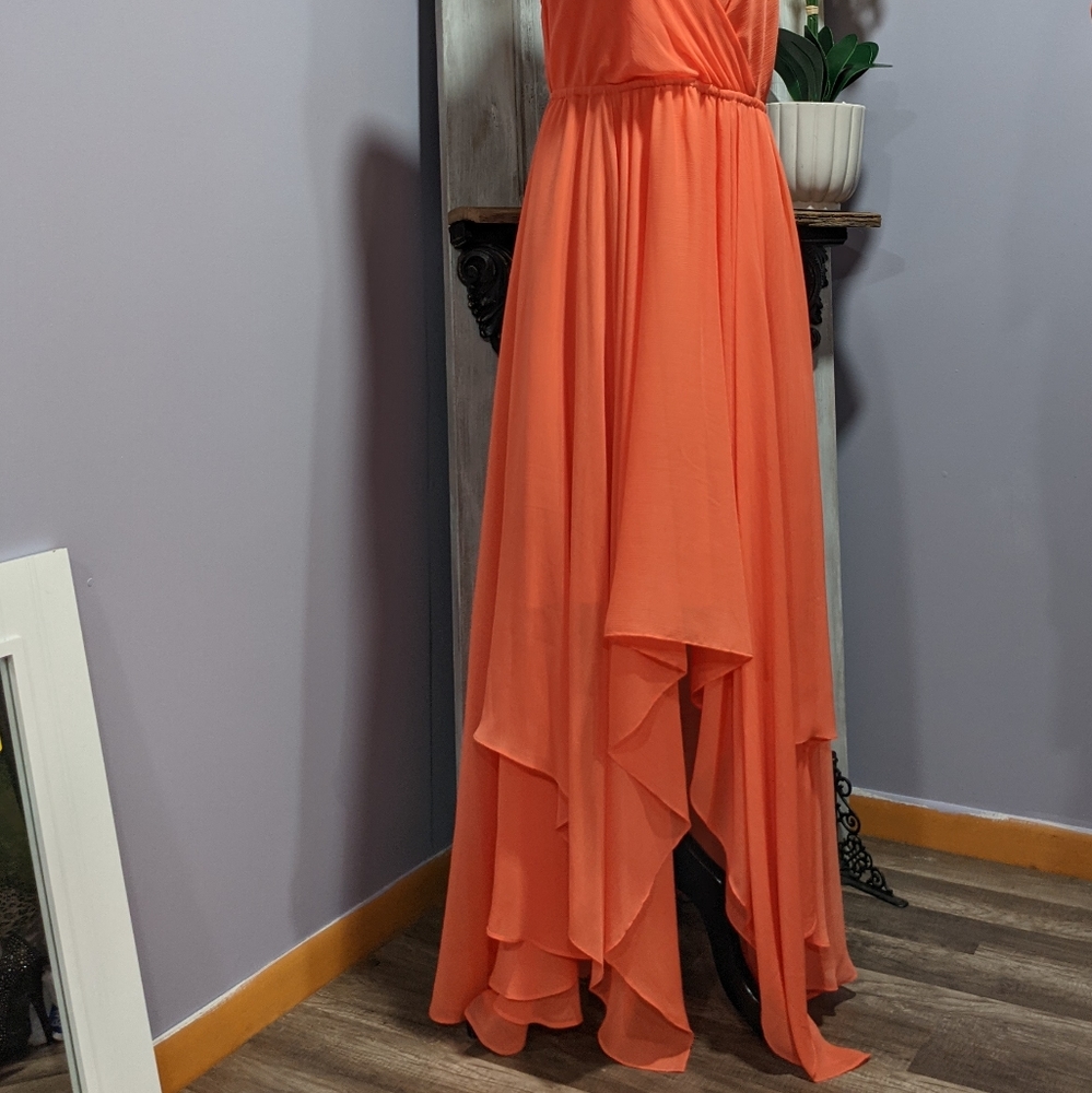 🧡SOLD🧡NWT BCBGMAXAZRIA salmon high-low dress - Picture 3 of 11